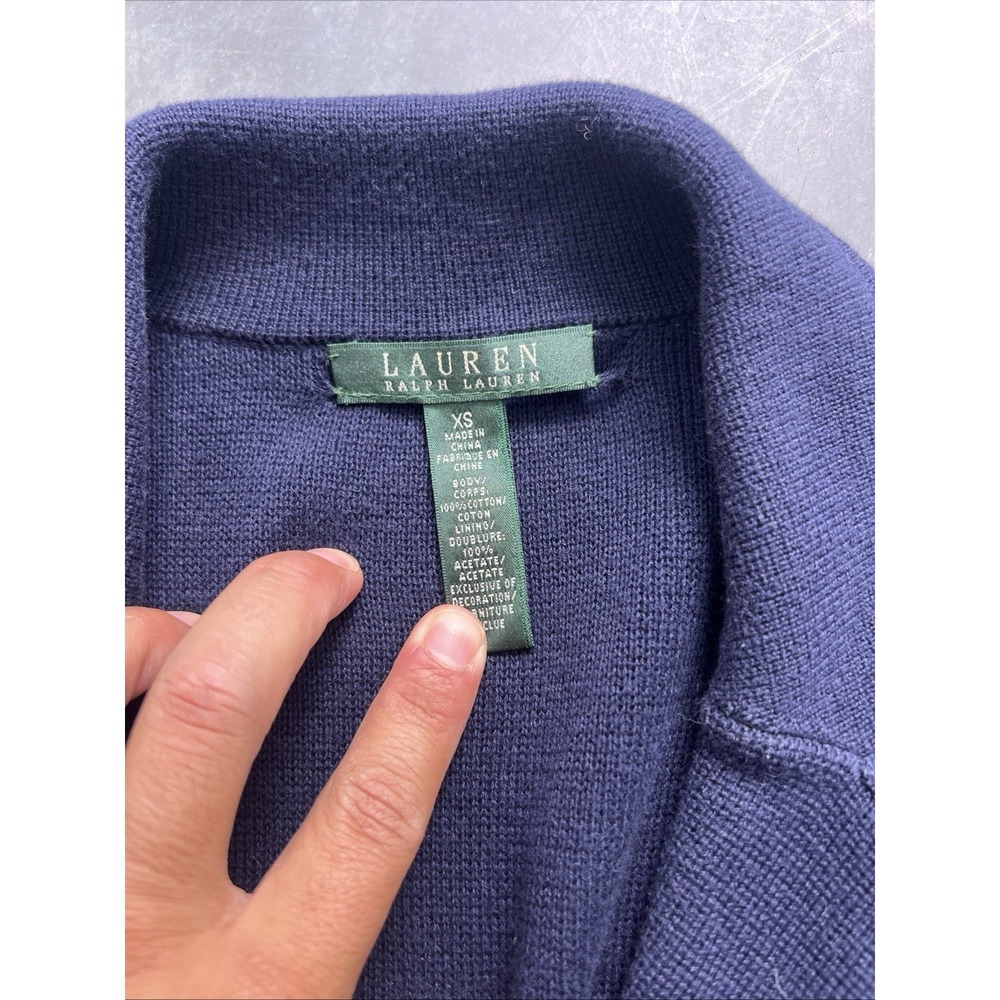 Ralph Lauren cardigan  Sweater Navy Crest Logo Patch Classic Preppy Xs Sku325 - Picture 3 of 9